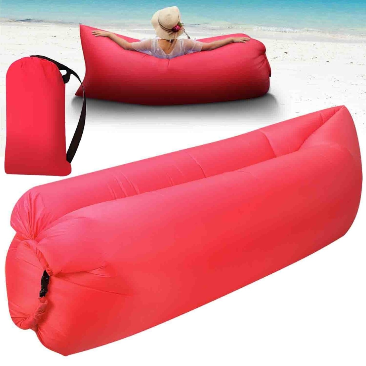 Inflatable Lounger Air Sofa Lazy Bed Sofa Portable Organizing Bag Water Resistant For Backyard Lakeside Beach Traveling